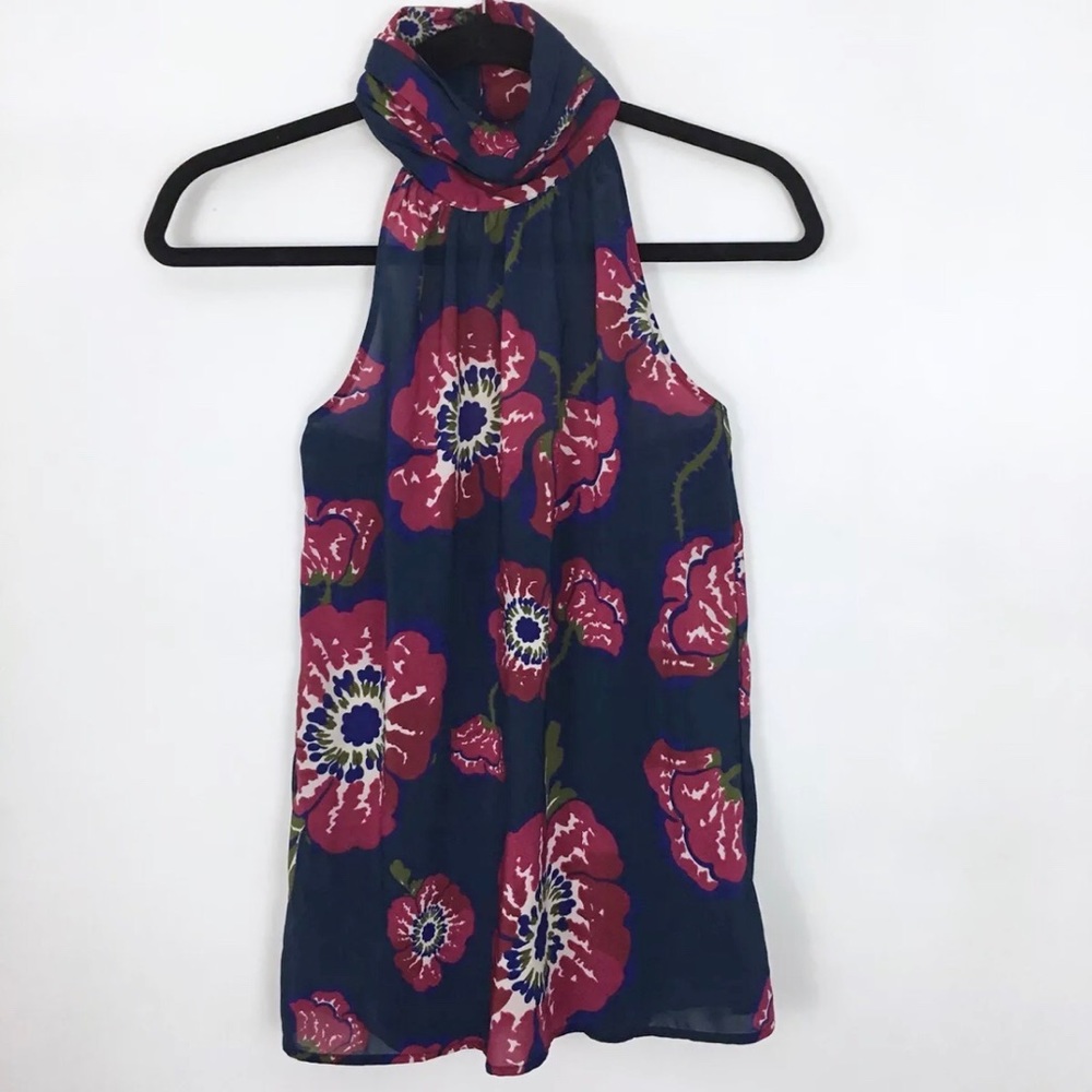 Tucker for Target Floral High Neck Ruched Blouse